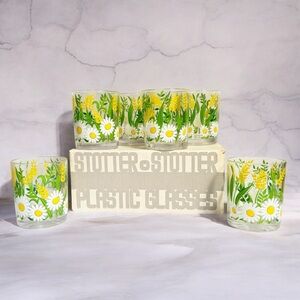 Vintage Stotter Glasses Double Old-Fashioned MCM Daisy Acrylic 1960s -Set of 6